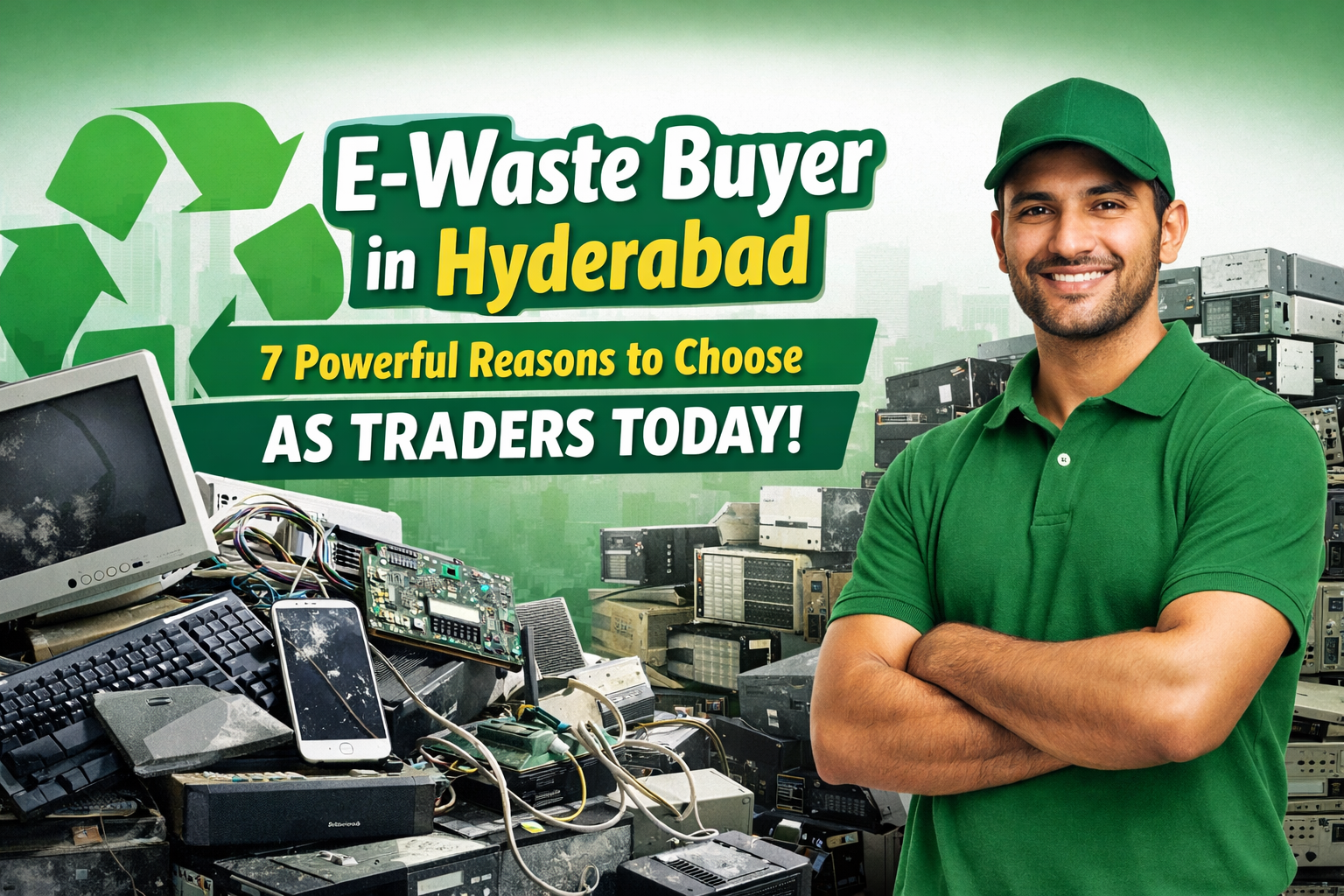 E-Waste Buyer in Hyderabad – AS Traders offering safe e-waste recycling, scrap pickup service, and best prices for electronic waste disposal.
