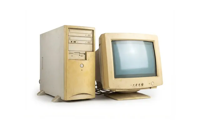 Old desktop computer and CRT monitor bought as scrap by AS Traders